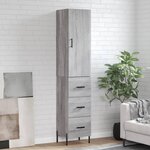 vidaXL Buffet haut Sonoma gris 34 5x34x180 cm Bois d'ingénierie