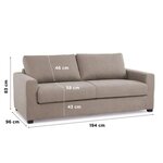 HEXAGONE Canapé droit convertible 3 places MAXIME - Tissu Beige - Couchage express - 194 x 96 x 83 cm