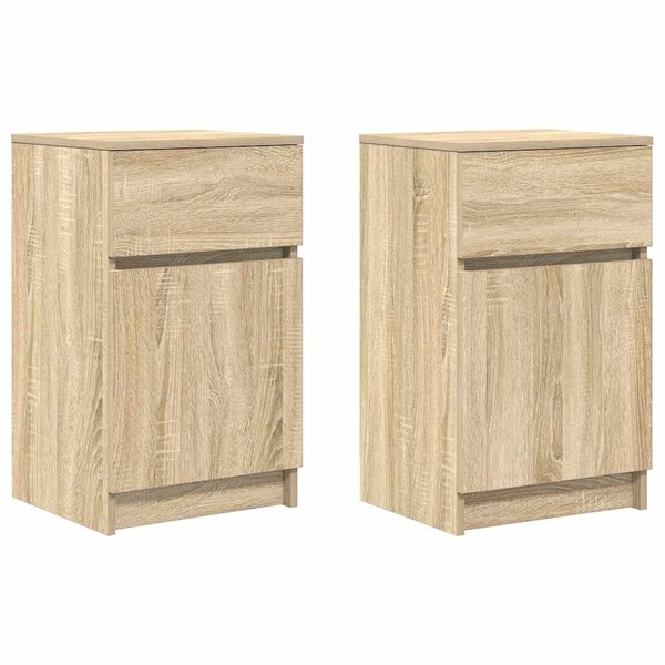 vidaXL Tables de chevet 2 Pièces chêne sonoma 39x35x65 cm bois ingénierie