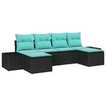 vidaXL Ensemble de canapé de jardin avec coussin Noir Poly rotin