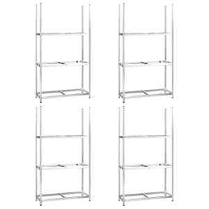 vidaXL Porte-pneus à 3 niveaux 4 Pièces Argenté 110x40x200 cm Acier