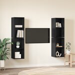 vidaXL Meuble TV mural avec étagère avec stockage 4 Pièces Chêne Noir 37 x 37 x 72 cm