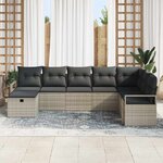 vidaXL Ensemble de canapé de jardin 8 Pièces Gris clair Poly rotin