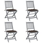 vidaXL Chaises pliables d'extérieur lot de 4 et coussins Bois d'acacia