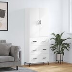 vidaXL Buffet haut Blanc 69 5x34x180 cm Bois d'ingénierie