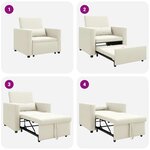 vidaXL Canapé Lit Simple avec des roues Crème 90 x 165 x 87 cm Velours
