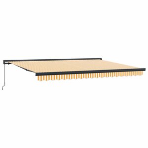 vidaXL Auvent Rétractable Orange et Blanc 450 × 300 cm Tissu et Métal