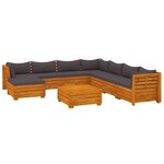 vidaXL Salon de jardin 9 Pièces avec coussins Bois d'acacia solide