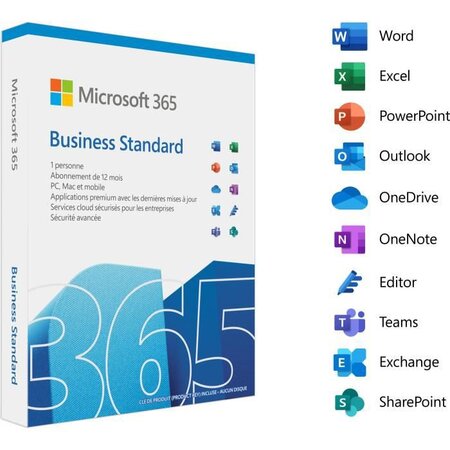 MICROSOFT 365 Business Standard - 1 utilisateur - PC ou Mac - Abonnement 1 an