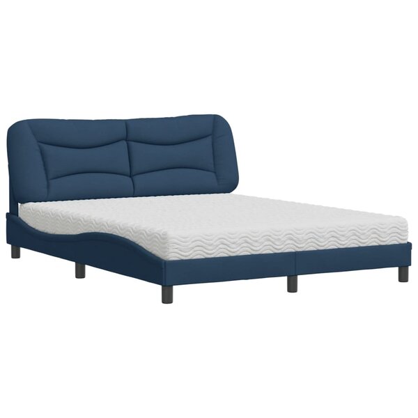 vidaXL Lit avec matelas bleu 160x200 cm tissu