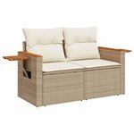 vidaXL Salon de jardin avec coussins 5 Pièces beige résine tressée acacia