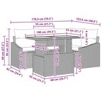 vidaXL Set de jardin 5 pièces avec coussins en poly rattan noir