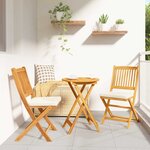 vidaXL Chaises de jardin pliantes avec coussins blancs  2 pièces en bois d'acacia