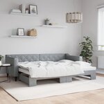 vidaXL Lit de jour avec lit gigogne gris clair 80x200 cm tissu