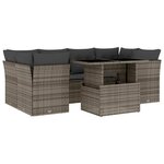 vidaXL Salon de jardin avec coussins 7 Pièces gris résine tressée