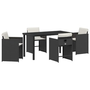 vidaXL Ensemble de salle à manger pour jardin 5 Pièces Noir polyrotin