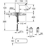 GROHE Mitigeur lavabo Infrarouge Bau Cosmopolitan E 36452000 - 7 programmes - Indicateur pile usée - Monofluide - Chrome