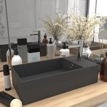 vidaXL Lavabo de salle de bain avec trop-plein Céramique Gris foncé