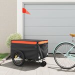 vidaXL Remorque de vélo noir et orange 45 kg fer