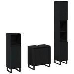 vidaXL Ensemble de mobilier de salle de bain avec stockage 3 Pièces Noir