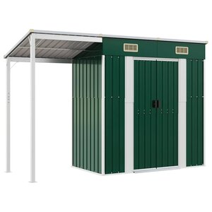 vidaXL Abri de jardin avec toit prolongé vert 277x107x181 cm acier
