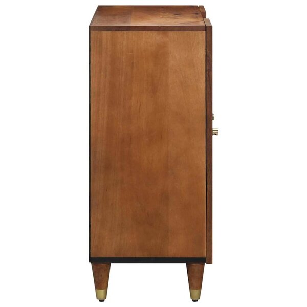 VidaXL Buffet Rustique En Bois De Chêne Massif Et Acacia – Marron Et Blanc, 3 Tiroirs, Armoires à 2 Portes, Style Panneau Plat, Unité Autonome