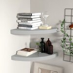 vidaXL Étagères d'angle flottantes 2 Pièces gris 35x35x3 8 cm MDF