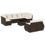 vidaXL Salon de jardin 10 Pièces avec coussins marron résine tressée
