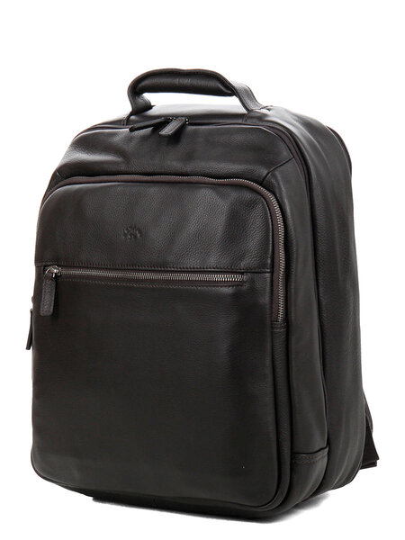 Sac à dos ordinateur classic  en cuir - 14 pouces - KATANA - 2 compartiments - L32.0 x H39.0 x P17.0 cm - 89619-Chocolat