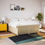 vidaXL Sommier à lattes de lit avec matelas Crème 200x200 cm Tissu