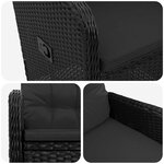 vidaXL Chaise de jardin inclinable Noir polyrotin