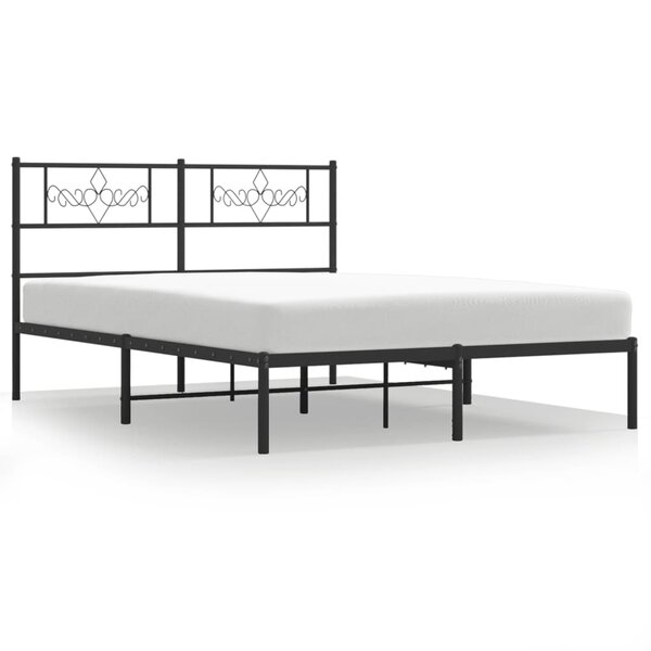 vidaXL Cadre de lit métal sans matelas et tête de lit noir 160x200 cm