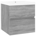 vidaXL Meuble lavabo avec bassin intégré Sonoma gris Bois d'ingénierie