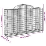 vidaXL Paniers à gabions arqués 2 Pièces 200x50x120/140 cm Fer galvanisé