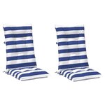 vidaXL Coussin d'extérieur 2 Pièces Bleu et Blanc 120 x 50 x 7 cm Tissu
