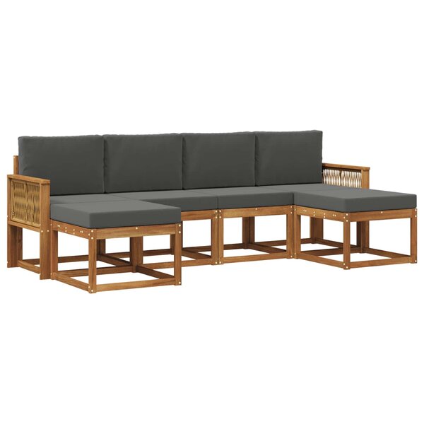 vidaXL Ensemble de canapés d'extérieur 6 pc Naturel et Anthracite