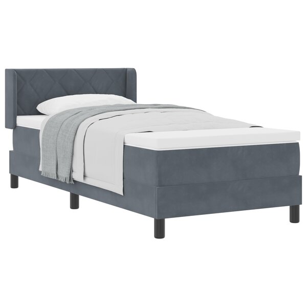 Lit Box Spring vidaXL avec Matelas Gris Foncé 90x190 cm Velours