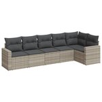 vidaXL Salon de jardin 6 Pièces avec coussins gris clair résine tressée