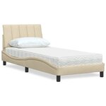 vidaXL Lit avec matelas Hanko crème 80x200 cm tissu