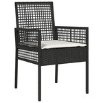 vidaXL Ensemble de jardin 3 pièces avec coussins en poly rattan noirs.