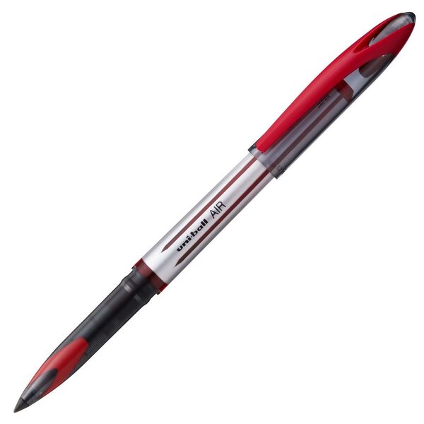 Stylo roller, Air, pointe fine, corps argent, encre rouge