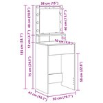 Coiffeuse vidaXL avec éclairage LED en chêne artisan  50x41x135 cm