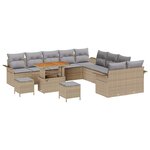 vidaXL Ensemble de canapé de jardin 13 Pièces Beige polyrotin
