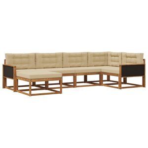 vidaXL Ensemble de canapés d'extérieur 6 pc Naturel et Beige