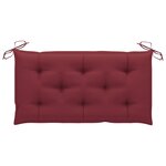 vidaXL Banc de jardin avec coussin rouge bordeaux 112 cm Teck massif