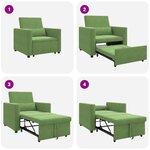 VidaXL Lit de Repos Convertible 3-en-1 Vert Clair Velours