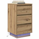 vidaXL Armoire de chevet et lumières LED chêne artisanal 38x34x65 cm