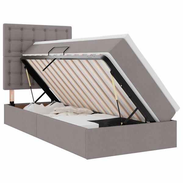 vidaXL Lit de rangement LED avec matelas Taupe 90 x 190 cm Tissu