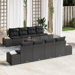 vidaXL Ensemble de Canapé de Jardin 7 Pièces avec Oreillers Noir Poly Rattan