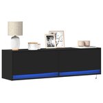 vidaXL Meuble TV mural avec lumières LED noir 140x31x38 cm